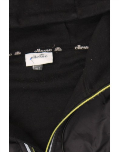 ELLESSE Hombres Gráfico Cremallera Cuello Sudadera con Capucha Jersey Grande Negro Algodón DH18 - Imagen 3 de 3