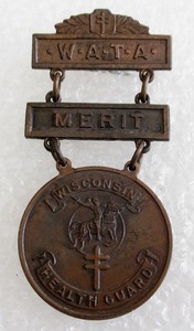Antique Wisconsin Anti-Tuberculosis Association Merit Award Medal Pin Badge 1917