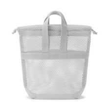 MUJI 3D Mesh Drawstring Bag with Handle, Gray, Size S, Approx. 23 x 8 x 23 cm, I