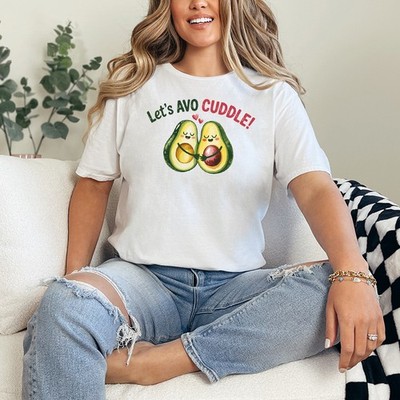 Lets Avo Cuddle Damen ringgesponnenes T-Shirt Avocado Essen Wortspiel Geschenk für sie