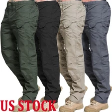 Mens Tactical Cargo Pants Waterproof Outdoor Working Hiking Combat Trousers