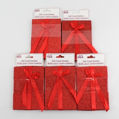 5 Greenbrier International Geschenkboxen Mit Schleifen 6'' x 4,5'' Rot Glitzer