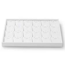 Oirlv Premium White Leather Stackable Jewelry Tray 24 Grid Jewelry Organizer ...