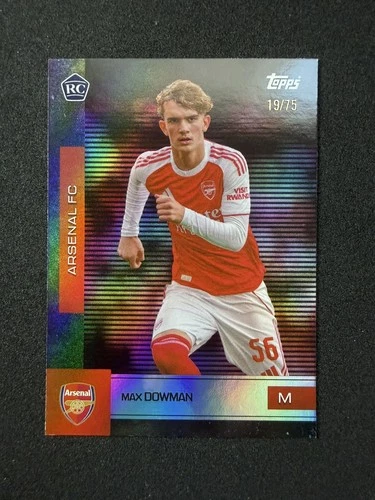 2025-26 Topps Arsenal Team Set Max Dowman Purple 19/75 #7 RC Rookie