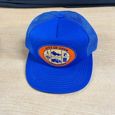 #ad Vintage City Of Orem Public Works TN Hat Blue Mesh Trucker Snapback Cap $14.99