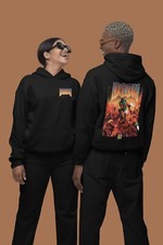 DOOM Retro Game Hoodie Black Front and Back FREE SHIPPING 