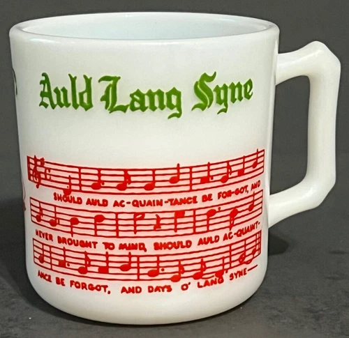 Vintage Hazel Atlas Tom & Jerry Egg Nog Mugs - "Auld Lang Syne" (Loc 16)