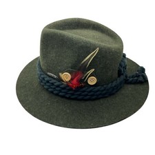 Fedora Hat Trachten Oktoberfest German Headwear Men's Alpen Green Wool Size 7