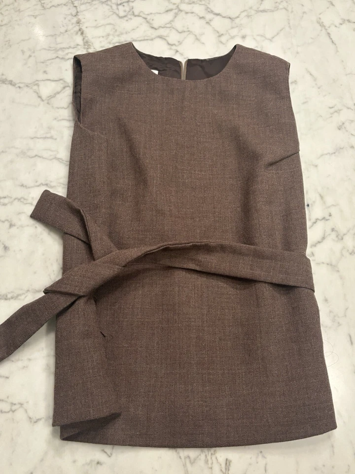 Conjunto de falda y top de dos piezas de lana marrón Siri totalmente forrado talla 2 Foto 4 de 4