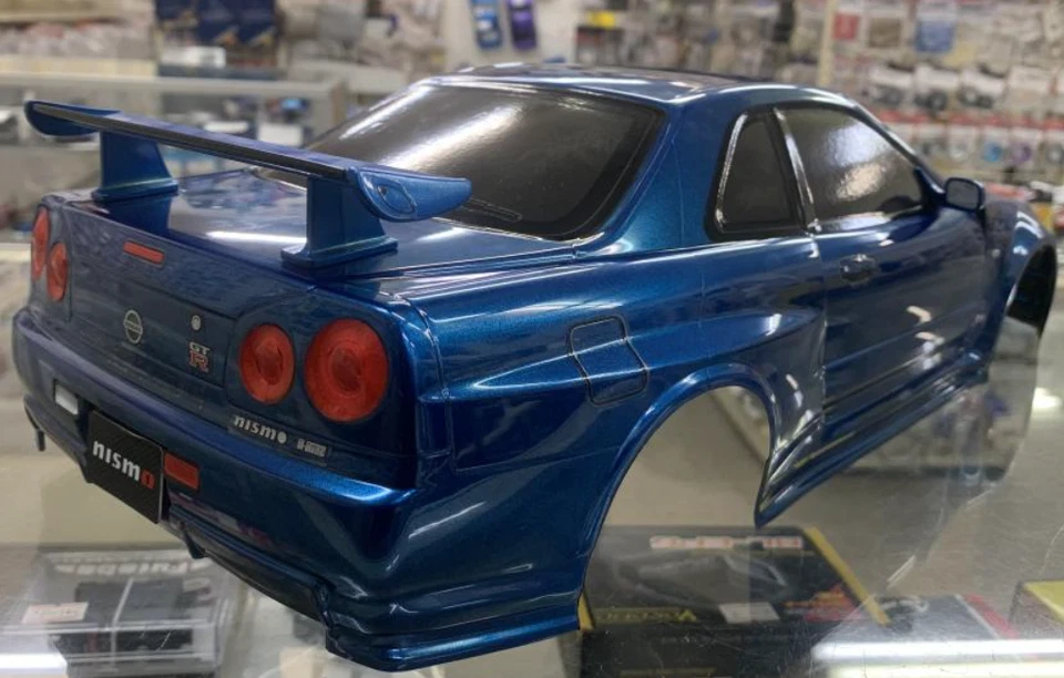 NEW TAMIYA 1/10 RC NISSAN R34 GTR GT-R Z-TUNE BULE PAINTED BODY w/ CARBON HOOD - Image 3 of 4