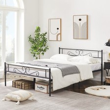 Bed Frame Twin Full Queen Size Metal Slat Platform Bed with Headboard Footboard