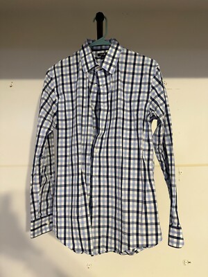 Apt. 9 Long Sleeve Button-Down Shirt Blue/White/Black Plaid - Mens Small S