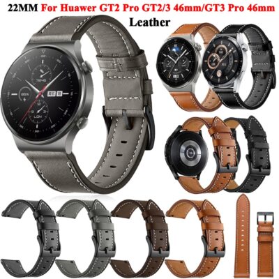 22mm Watch Strap For Huawei Watch GT 2 3 SE Pro 2E GT2 46mm Leather Wrist Band