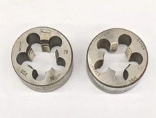 2 Hanson 1/2"-20 NF Round Dies 1" OD Solid Die CS Carbon Steel USA