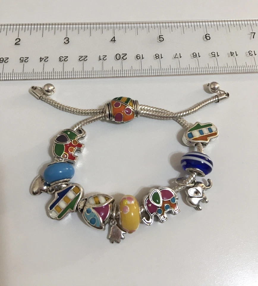 Pulsera serpiente ornamental vintage  Esmalte deslizante europeo Dije Elefante�� Mano Foto 2 de 4