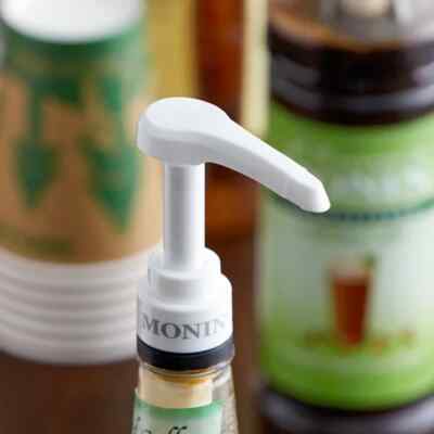   FREE Ship Syrup Pump Monin 1/4 oz .25 Flavoring 1L Plastic Liter Bottle White