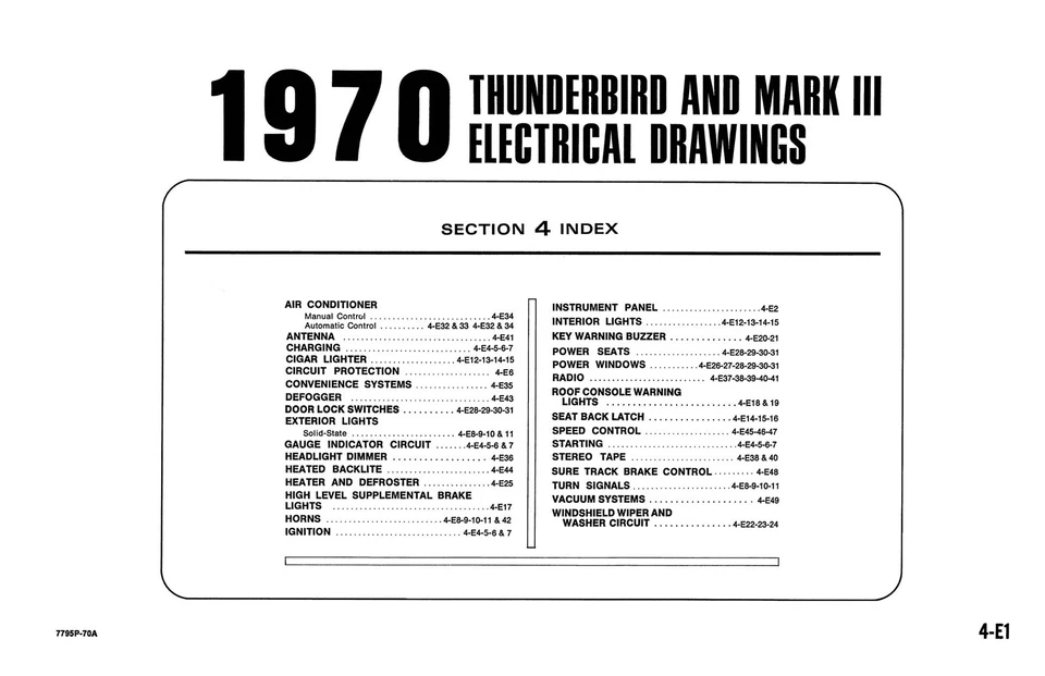 Ford Thunderbird 1970, Mark III cableado y diagramas de vacío - 11x17 pulgadas combinado Foto 2 de 3