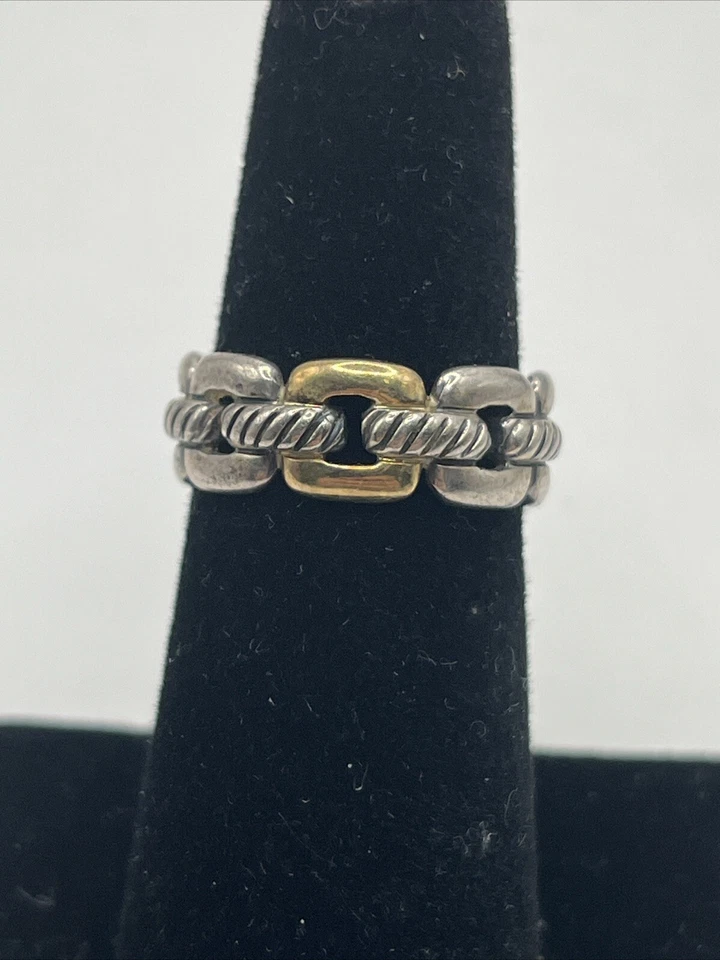 Anel David Yurman link de dois tons tamanho 6