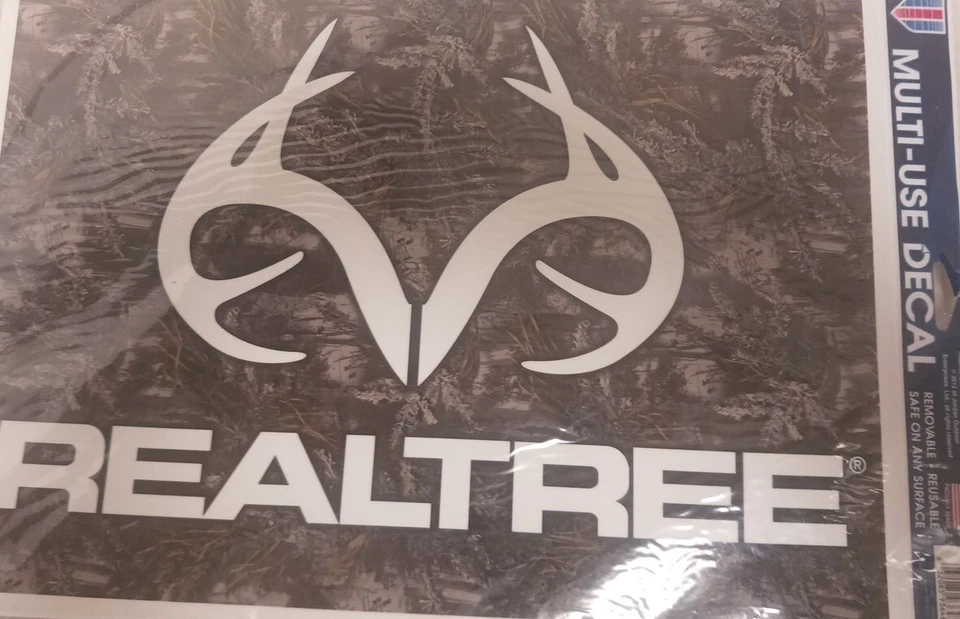 Set Of 2 REALTREE Multi-Use Decals. Antlers Camo Hunting Woods 17" New- Sealed. - Image 3 of 4
