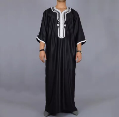 HERREN Morrokanischer Thobe/Gandoura in Schwarz Größe M (5 9- 5 11) HOCHWERTIG