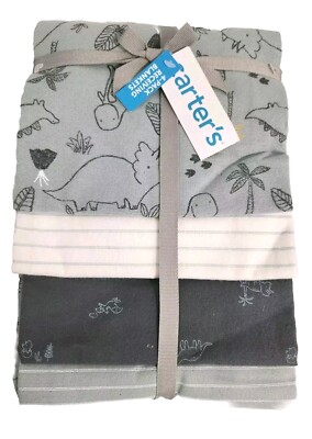 CARTERS Baby 4 Pack Baby Boys Infant Receiving Blankets Dinosaurs Stripes