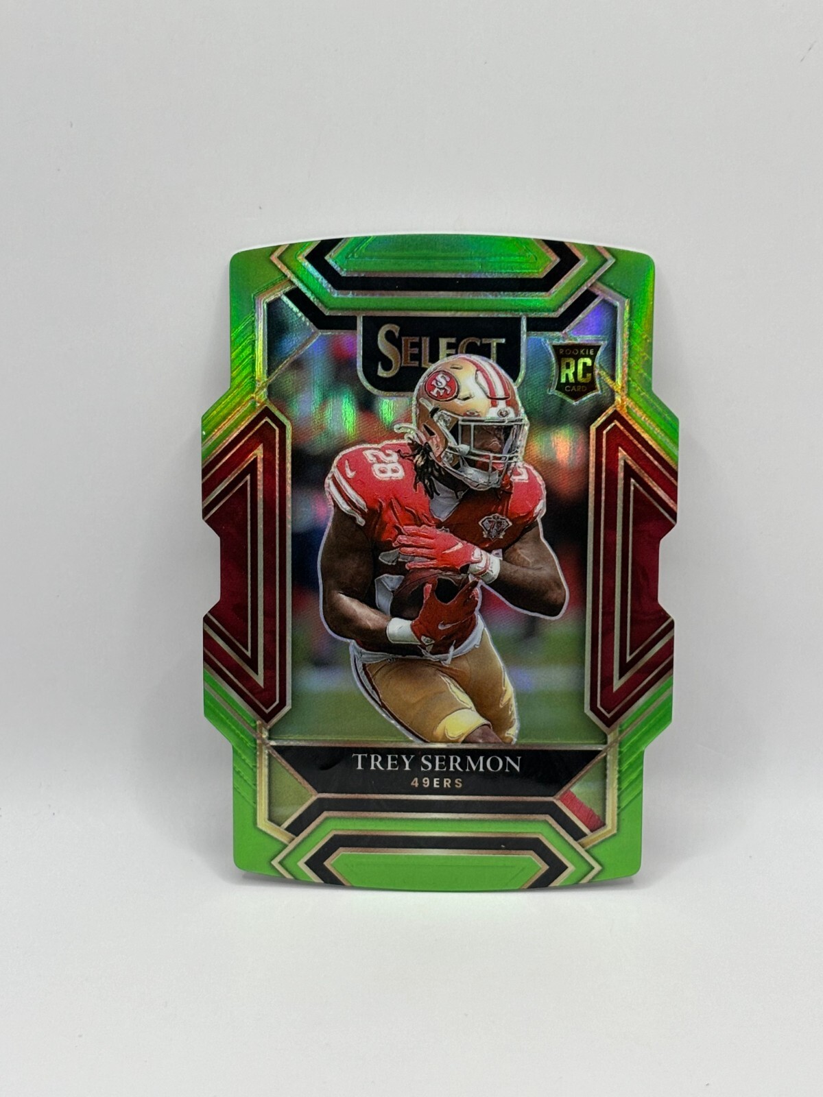 2021 Panini Select - Trey Sermon #268 49ers - RC Neon Green Prizm Die-Cut /349