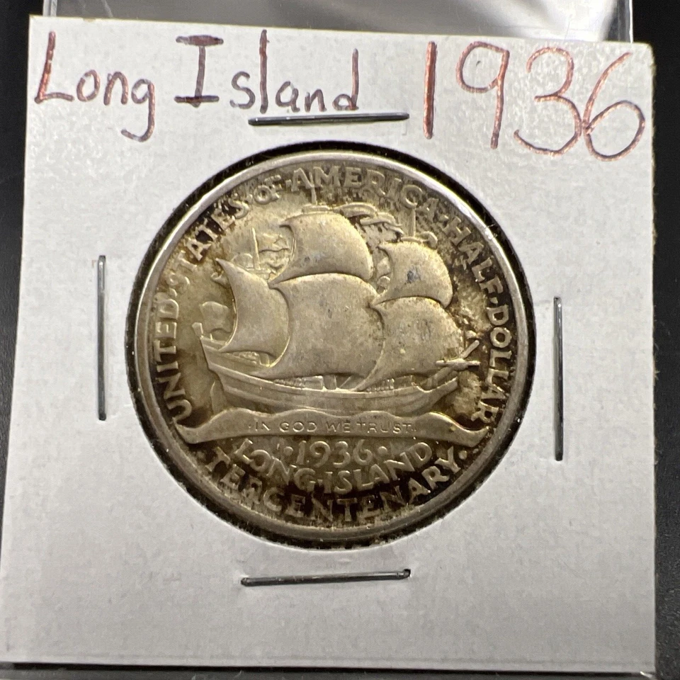 1936 Long Island Classic Commemorative 50c Half Dollar CH AU Nice Toning Toner - Image 3 of 4
