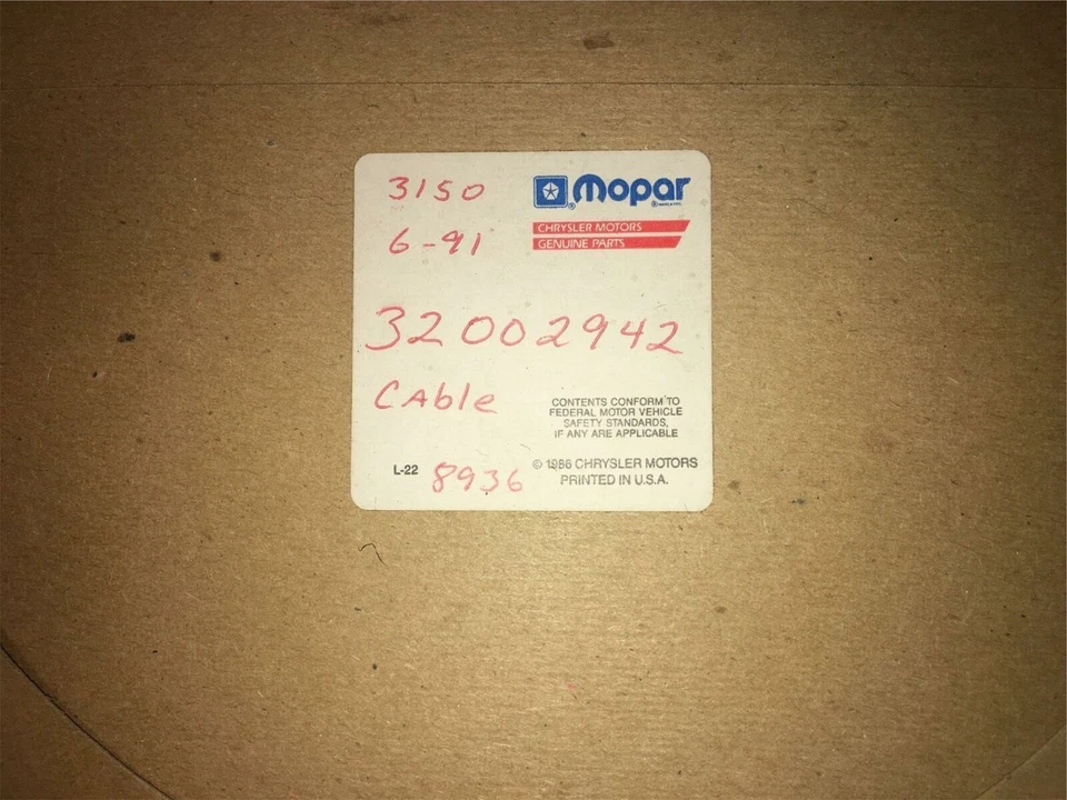 NOS Mopar 1990-1991-1992 Dodge Monaco Rear Brake Cable - C24 - Image 2 of 3