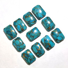 Wholesale Blue Copper Turquoise Cabochon Octagon shape Loose Gemstone.