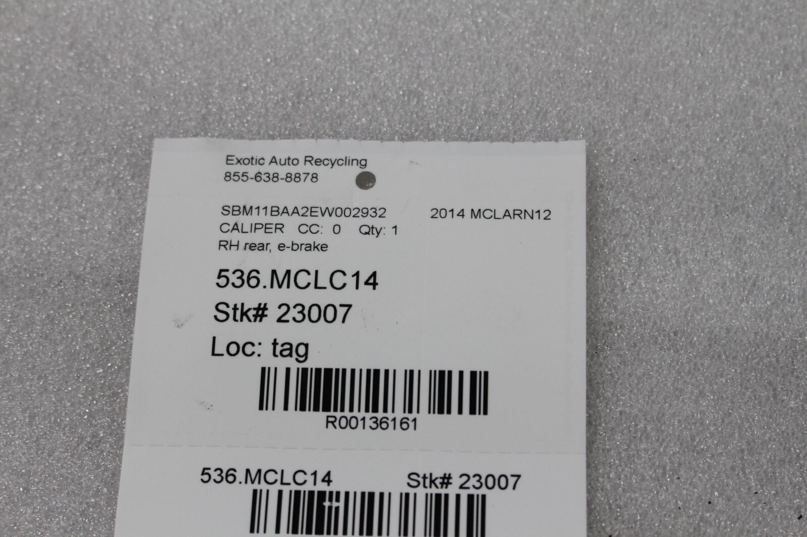 McLaren MP4-12C, RH, Right, E-Brake Caliper, Used