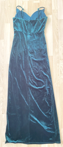 B. Smart Women's L Dress Dark Green Velvet Maxi Dress Stretch Y2K 90s Romantic - Picture 11 of 16