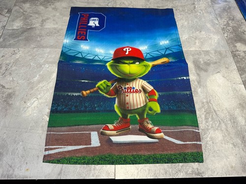 MLB Philadelphia Phillies Lil Grinch Garden Flag 2 Sided Premium Yard Flag. - Picture 1 of 2