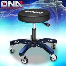 Adjustable Height Mechanics Rolling Seat Creeper Garage Stool Work Chair Blue