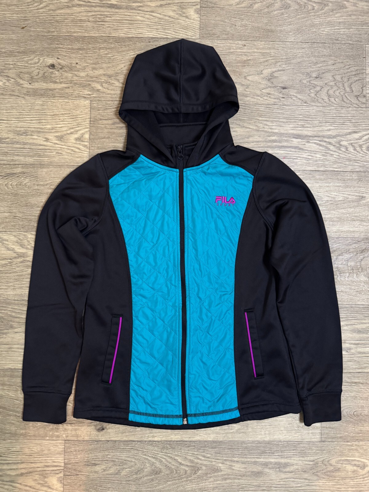 Giacca donna Fila Sport zip XL blu nero full zip leggera sportiva