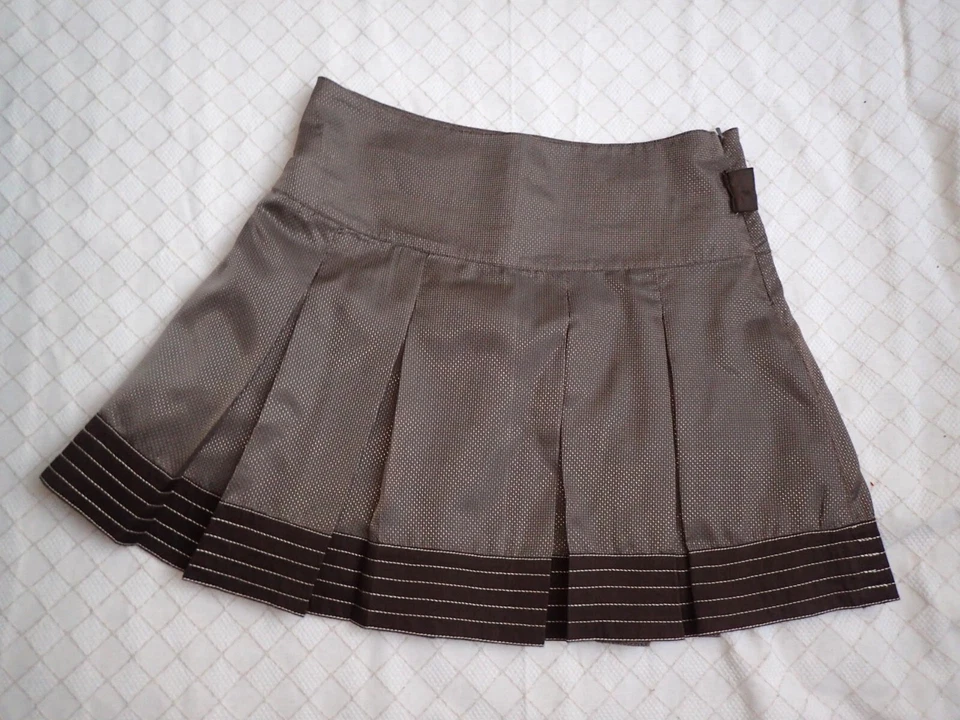 Jupe plissée marron, taille basse, taille 40 - marque Promod - Photo 2/4