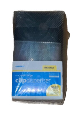 OfficeMax Magnetic Large Clip Dispenser w/ 100 Vinyl Coat Paper Clips OM99837