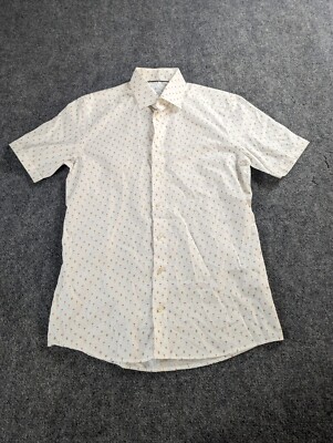 ETON Men s Slim Fit Shirt 42 16.5 L Short Sleeve Cocktail Drink Print Cotton