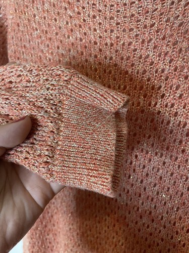 Guinevere Anthropologie Womens Sweater Sz Small Pink Open Knit Hemp Blend - Picture 5 of 5