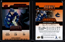 2022-23 Upper Deck Credentials Debut Ticket Access Orange Andrei Kuzmenko /149