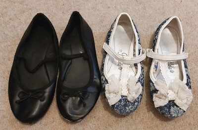 2PK George Primark Girls Ballerina Flat Shoes UK 12