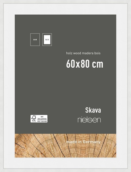 Nielsen Holz-Bilderrahmen Skava Weiß 60X80 Cm Mit Passepartout 50X70 Cm-image