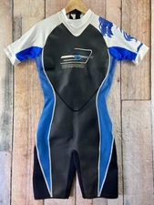 Camaro Shorty Mono Heat Neoprene UV 50+ S/S 2mm Wetsuit Men's Large White Blue