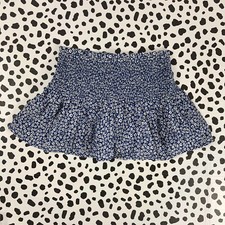J.CREW CREWCUTS Girls' Smocked Blue Floral Cotton Voile Skirt XS BY169