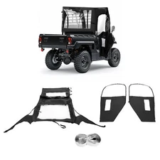 For Kawasaki Mule 600 610 610 4x4 XC Black+Clear Soft Door UTV Cab Enclosure
