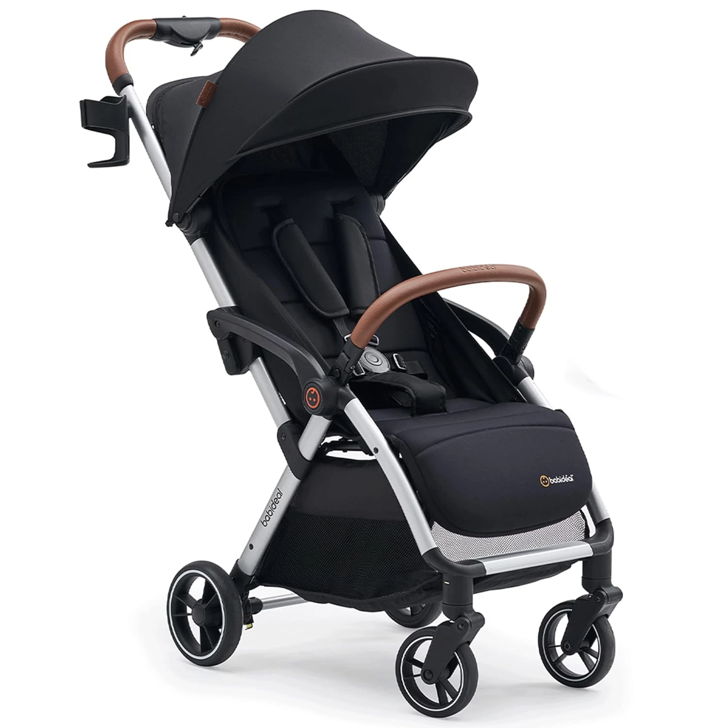 Compact Self-Folding Travel Stroller with Canopy & Cup Holder for Babies