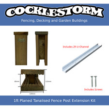1ft Planed P/T Timber/Concrete Garden Fence Panel Post Extension Kit