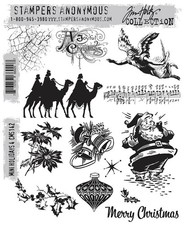 Tim Holtz Cling Stamps 7"X8.5"-Mini Holiday 4