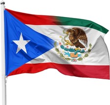Puerto Rico Mexico Flag - 3x5 Ft Nylon, 2 Brass