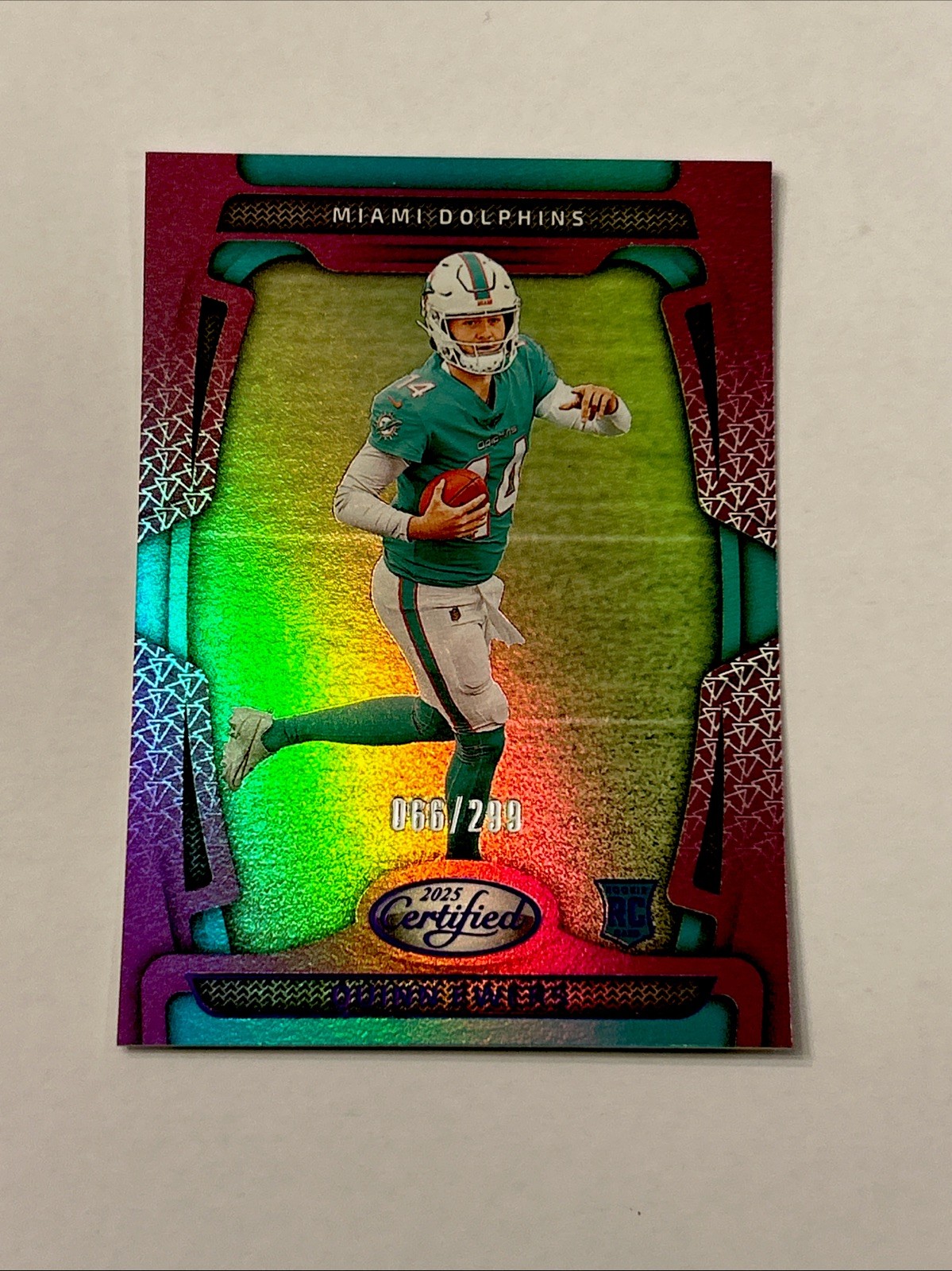 2025 Panini Certified - Quinn Ewers #111 Purple Mirror 66/299 (RC) - Dolphins