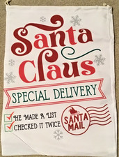 Large Christmas Santa Claus Gift Toys Bag Sack Heavy Nylon Drawstring 20 x 27